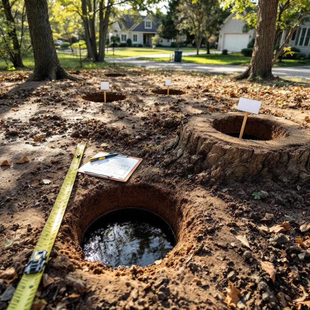 Percolation test in progress on a Columbus area property prior to septic install